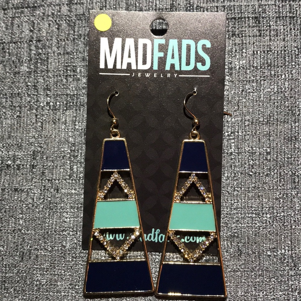 Navy & Teal Abstract Drop Earrings